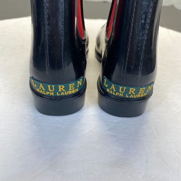 Lauren Ralph Lauren Women's Tally Ankle Rain Boots Size 6 Black Red,Pull On - Picture 11 of 11